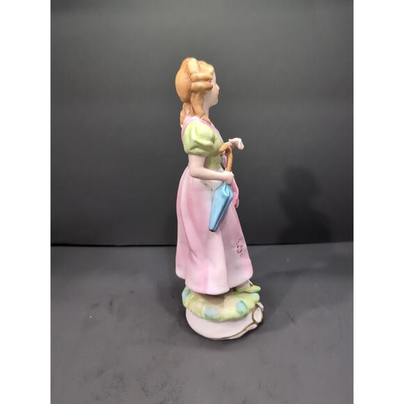 Capodimonte Porcelain Lady Figurine, Woman With Parasol, Umbrella Sculpture, Vtg - Picture 2 of 9